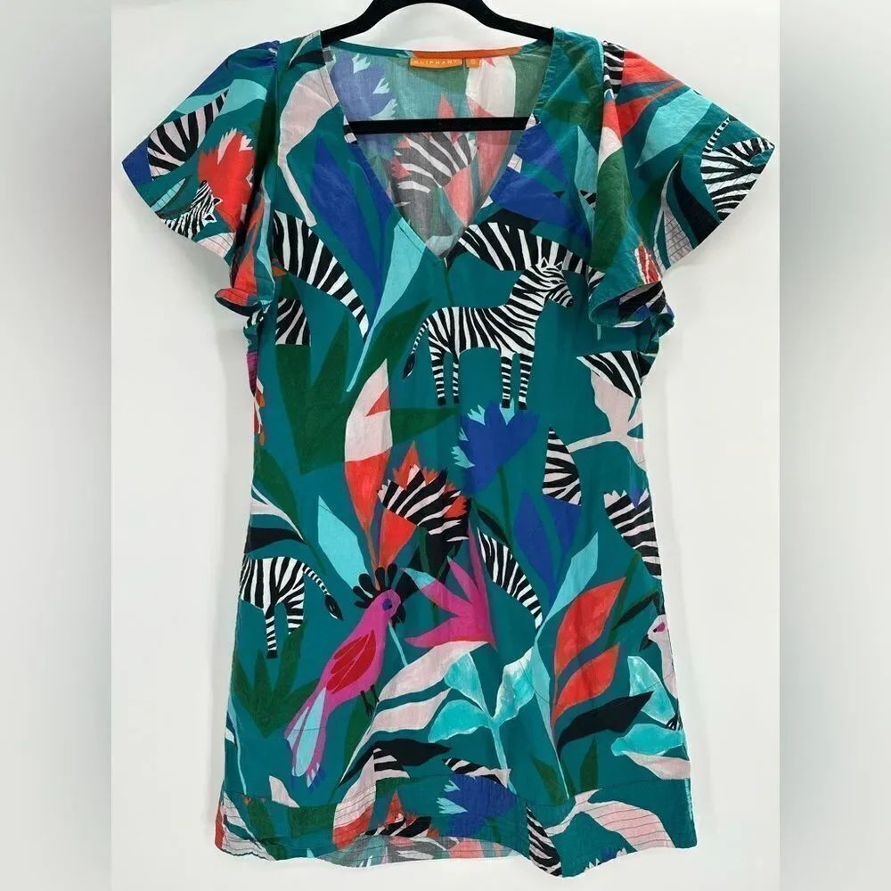 Oliphant Multicolor Zebra Print Mini Dress Size Small